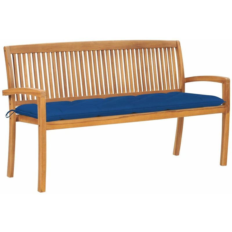 

Banco de jardin apilable y cojin madera maciza de teca 159 cm