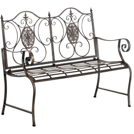 Banco de jardín balcón terraza estilo rústico ancho 116 cm en metal bronce 100002929