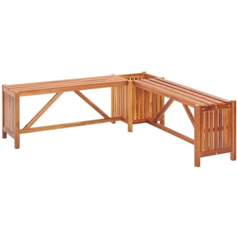 Banco de jardín con 2 jardineras acacia maciza 117x117x40 cm vidaXL