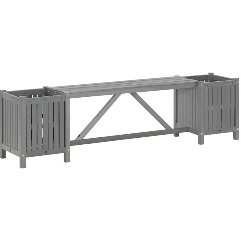 

vidaXL Banco de jardín con 2 jardineras madera de acacia gris 150 cm - Gris