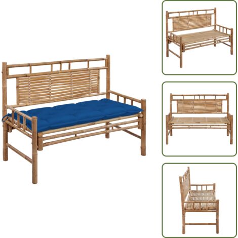 Banco de jardín con cojín bambú 120 cm