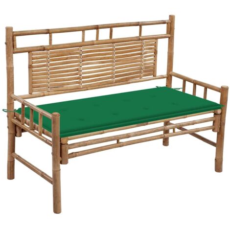 Banco de jardín con cojín bambú 120 cm
