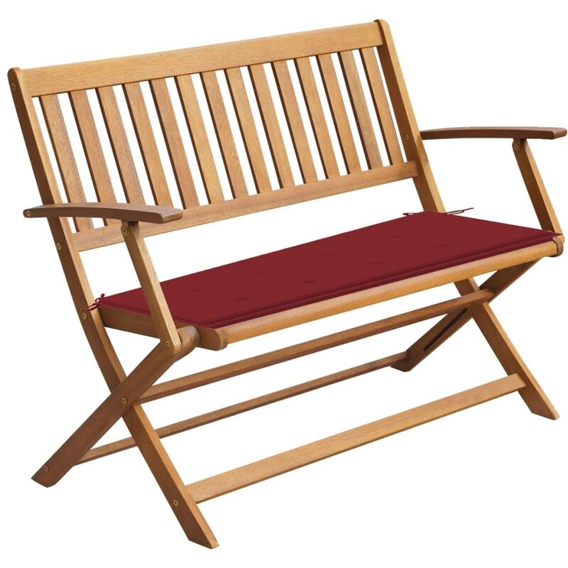 

Banco de jardín con cojín madera maciza de acacia 120 cm