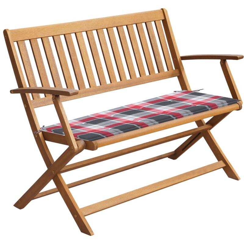 

Banco de jardín con cojín madera maciza de acacia 120 cm