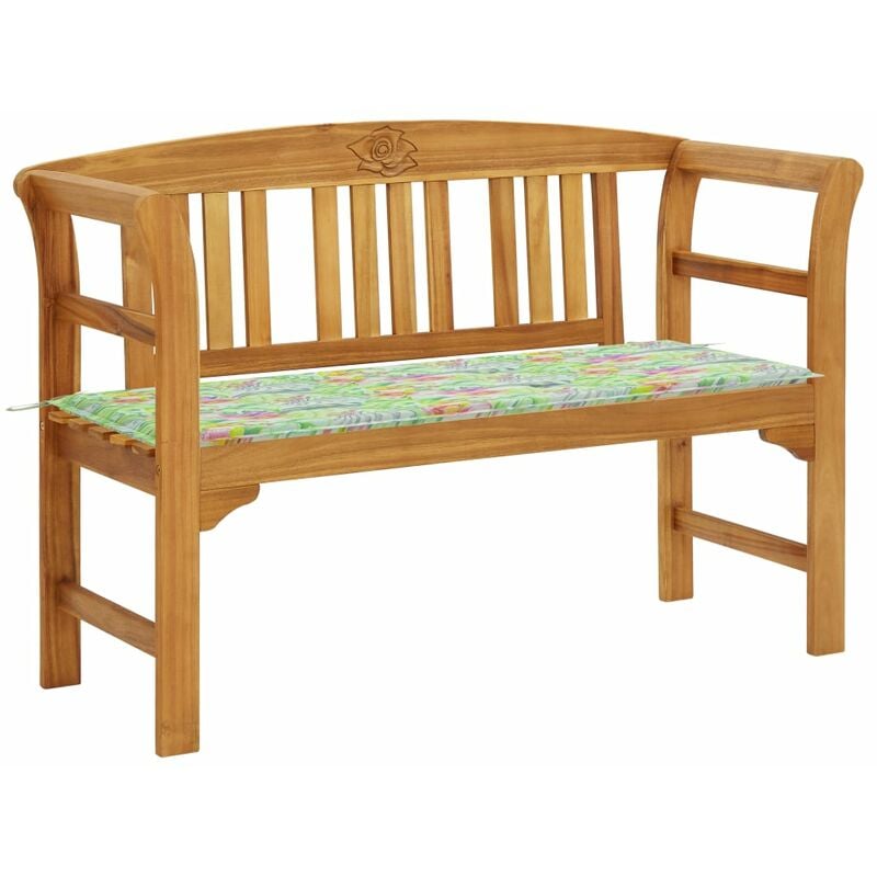 

Banco de jardín con cojín madera maciza de acacia 120 cm