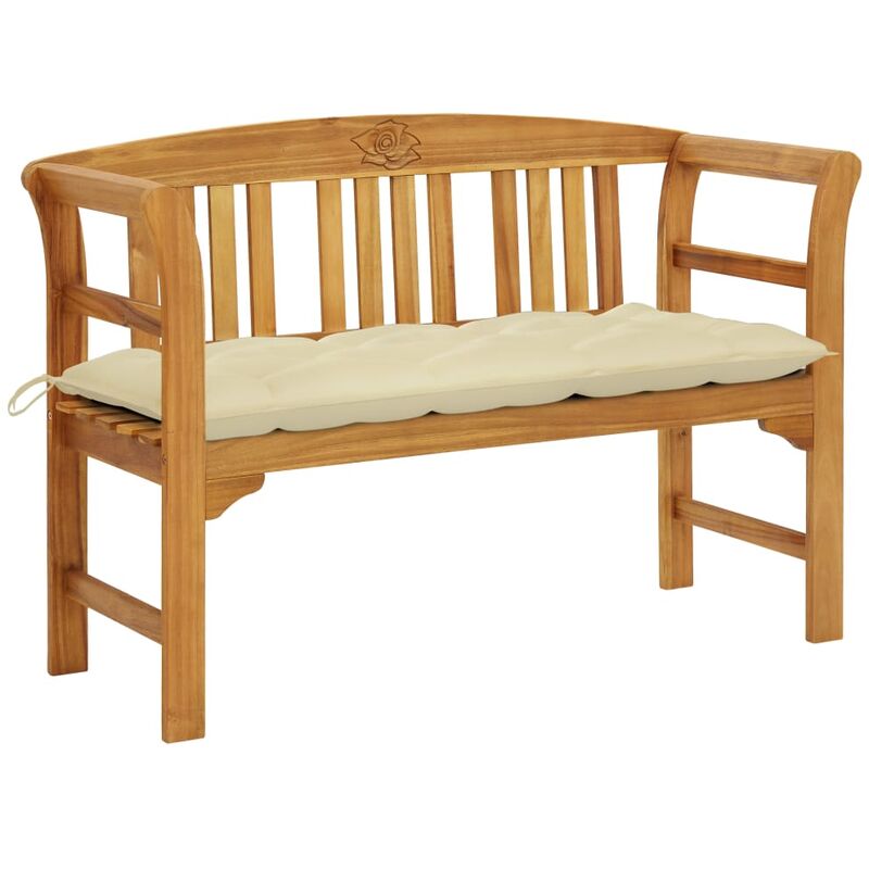 

Banco de jardín con cojín madera maciza de acacia 120 cm