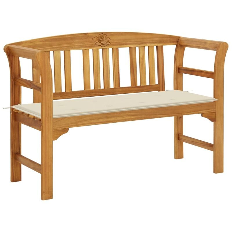 

Banco de jardín con cojín madera maciza de acacia 120 cm