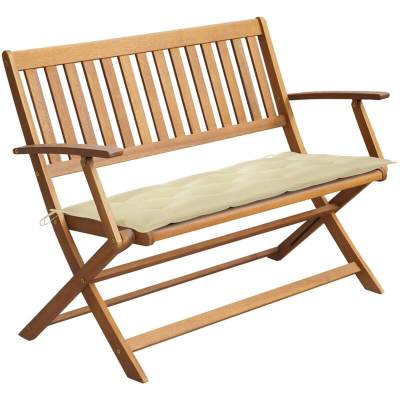 

Banco de jardín con cojín madera maciza de acacia 120 cm