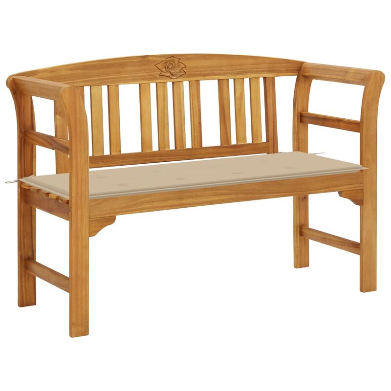 

Banco de jardín con cojín madera maciza de acacia 120 cm