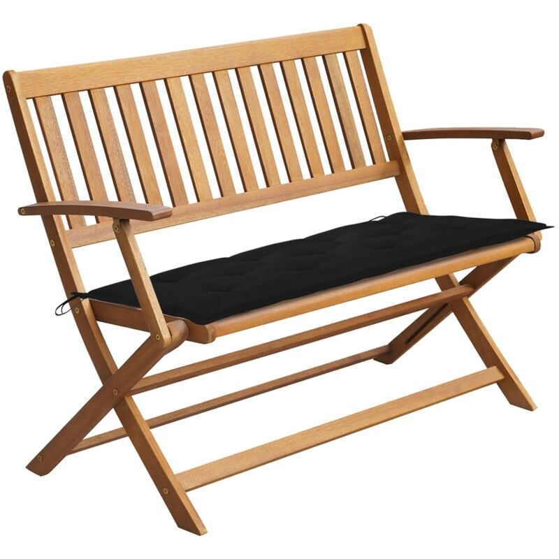 

Banco de jardín con cojín madera maciza de acacia 120 cm