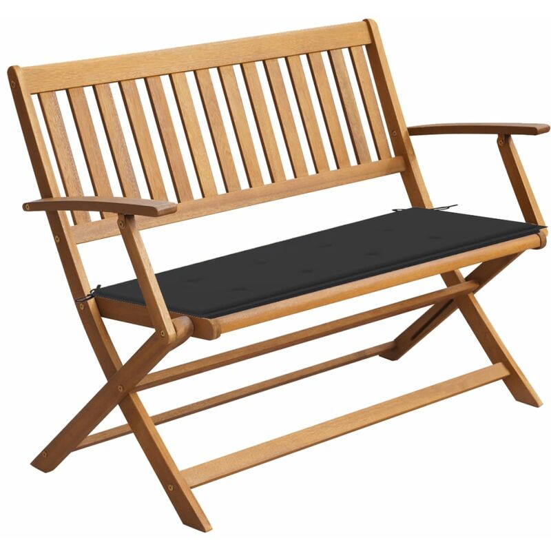 

Banco de jardín con cojín madera maciza de acacia 120 cm