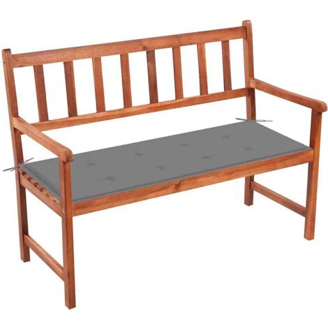 Banco de jardín con cojín madera maciza de acacia 120 cm