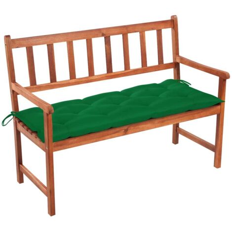 Banco de jardín con cojín madera maciza de acacia 120 cm