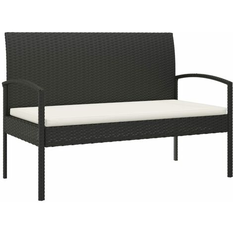 Banco de jardín con cojín ratán sintético negro 105 cm vidaXL