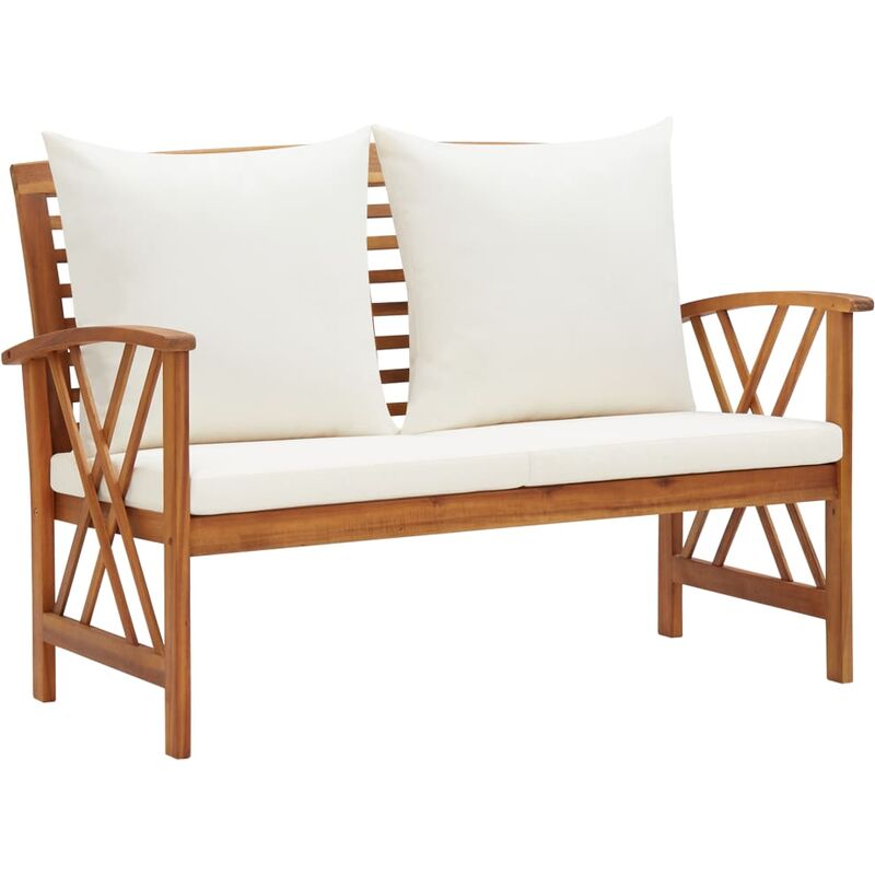 

Banco de jardín con cojines 119 cm madera maciza de acacia
