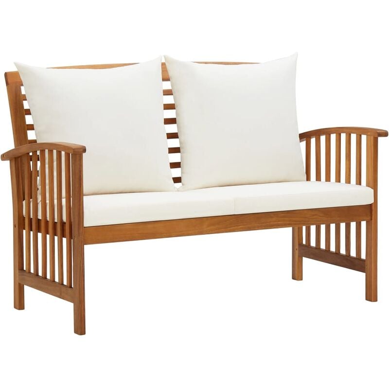 

Banco de jardín con cojines 119 cm madera maciza de acacia