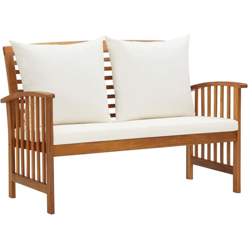 

vidaXL Banco de jardín con cojines 119 cm madera maciza de acacia - Marrón