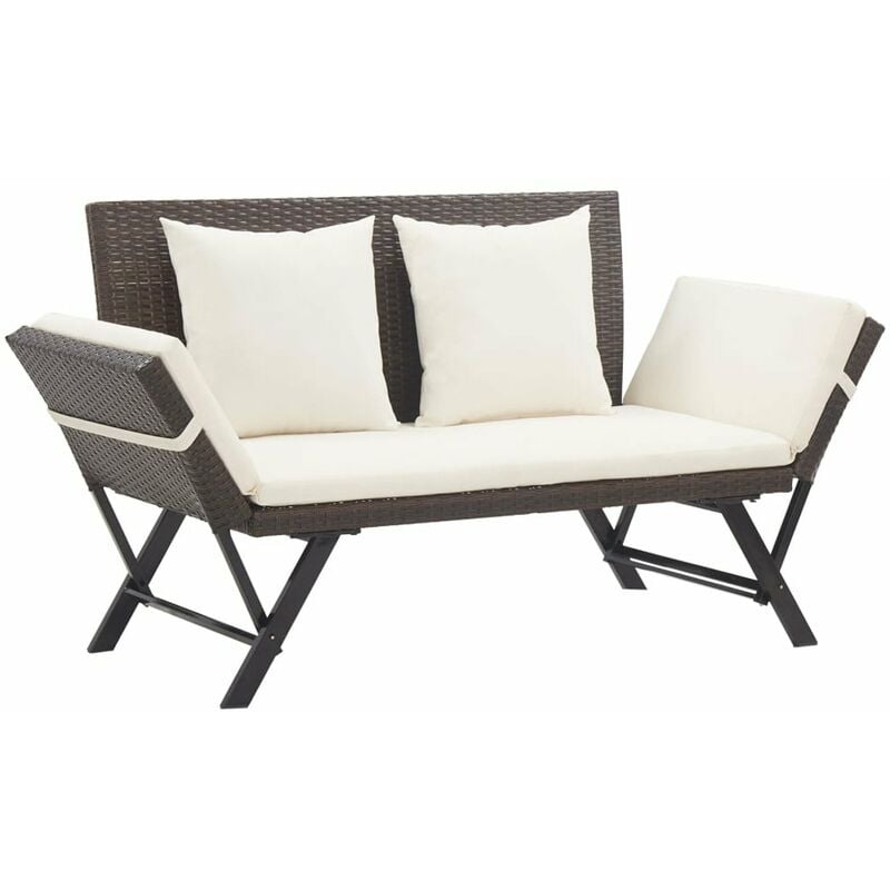 

Banco de jardin con cojines ratan sintetico marron 176 cm