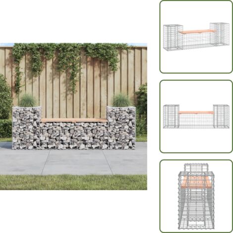 Banco de jardín con jardineras - vidaXL Banco jardín diseño gaviones madera abeto Douglas 183x41x60,5cm - Banco de parque