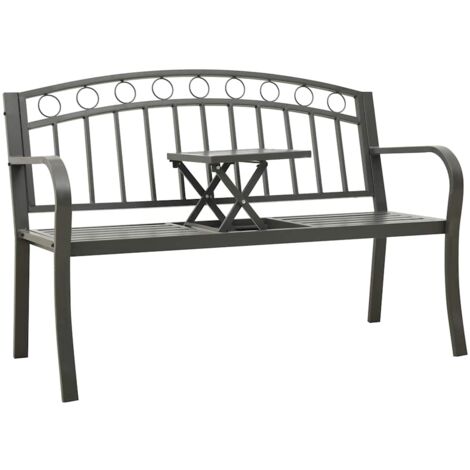 Banco de jardín con mesa acero gris 120 cm
