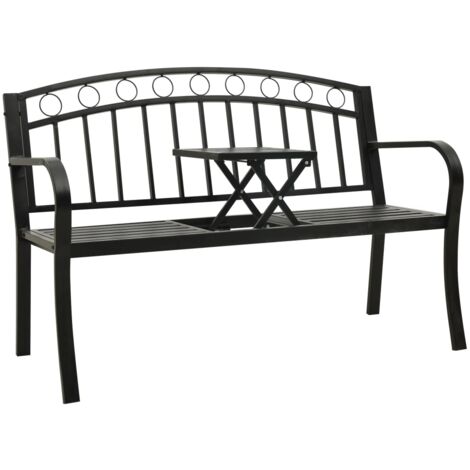 Banco de jardín con mesa acero negro 120 cm