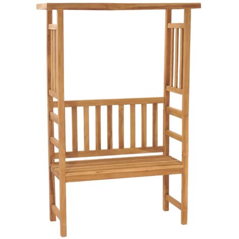 Banco de jardín con pérgola de madera maciza de teca 115 cm vidaXL