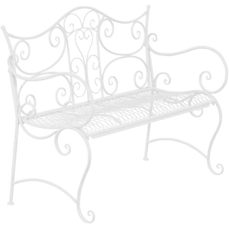 Banco de jardín con reposabrazos de diseño rústico 113 cm de ancho metal blanco 100002947