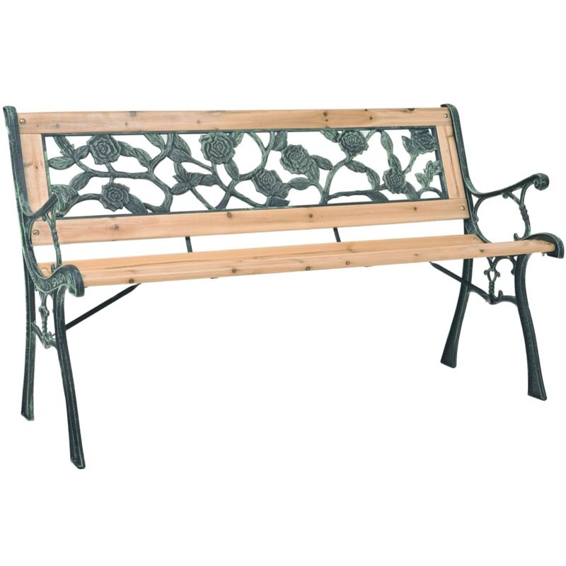 

vidaXL Banco de Jardín 122 cm con Respaldo Diseño de Rosal - Marrón