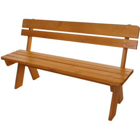 Banco de jardín con respaldo de madera maciza estilo contemporáneo 148 x 54 x 86 cm robusto y estable fabricado en pino color miel 040010260