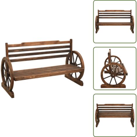 Banco de jardín con ruedas - vidaXL Banco de jardín madera maciza de abeto 112 cm - Banco de jardín ergonómico
