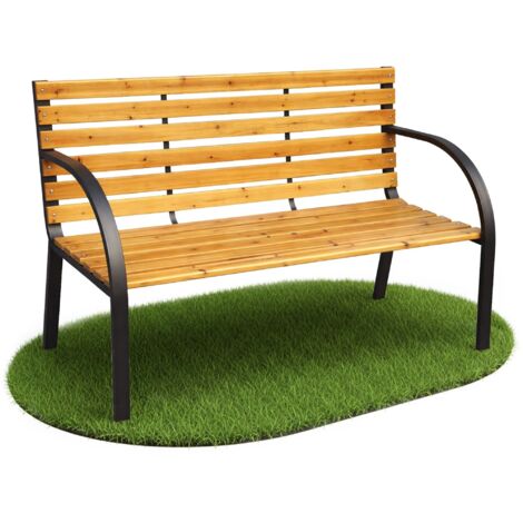 Banco de jardín DALIA con madera lacada y patas de acero, ancho 122 cm.