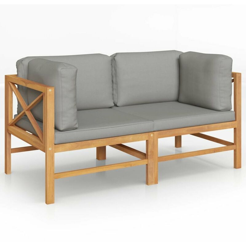 

Happyshopping - Banco de jardin de 2 plazas con cojines gris oscuro