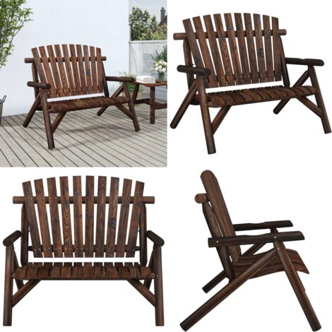 Banco de jardín de 2 plazas madera maciza abeto 119x85x98 cm - Banco de madera - Banco de exterior