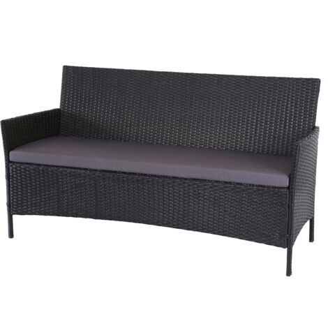Banco de jardín de 3 plazas 154 cm en polirratán antracita con cojines antracita 040001101