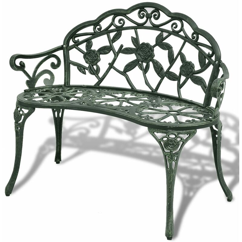 

Banco de jardín de aluminio fundido verde 100 cm