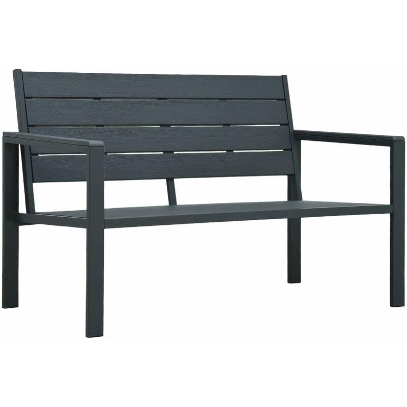 

vidaXL Banco de jardín de HDPE aspecto de madera gris 120 cm - Gris