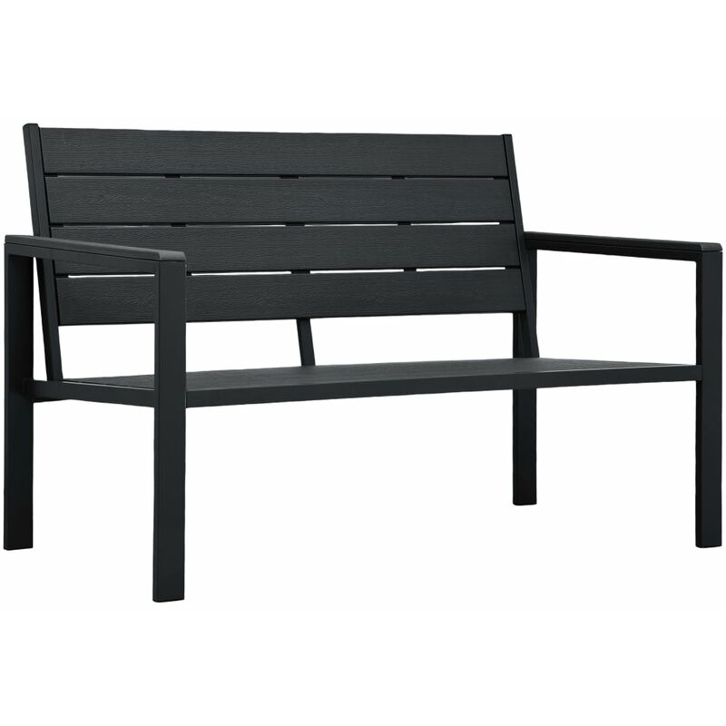 

Banco de jardín de HDPE aspecto de madera negro 120 cm