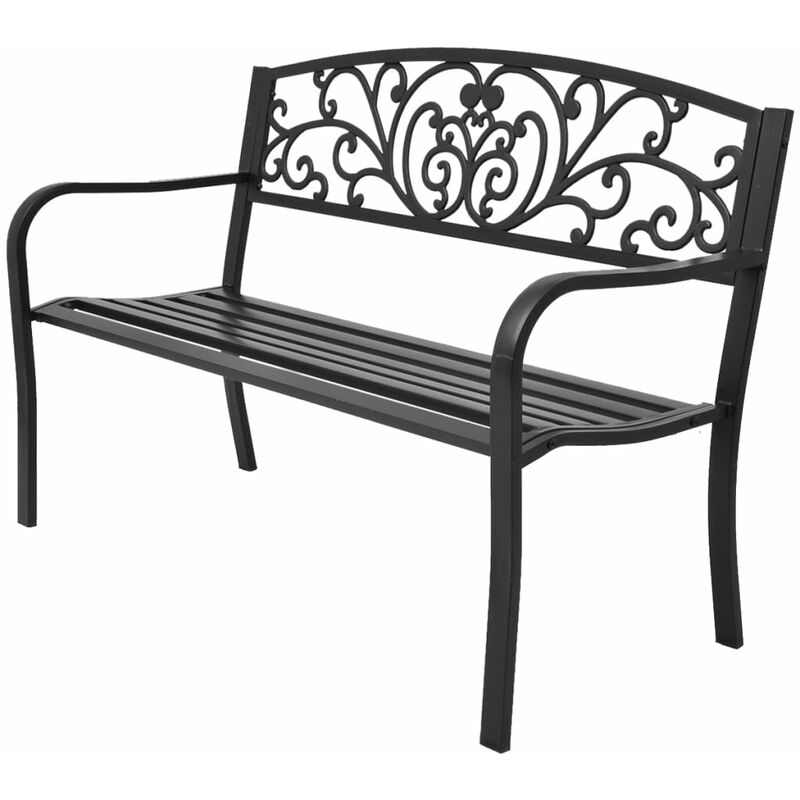 

Banco de jardín de hierro fundido negro 127 cm