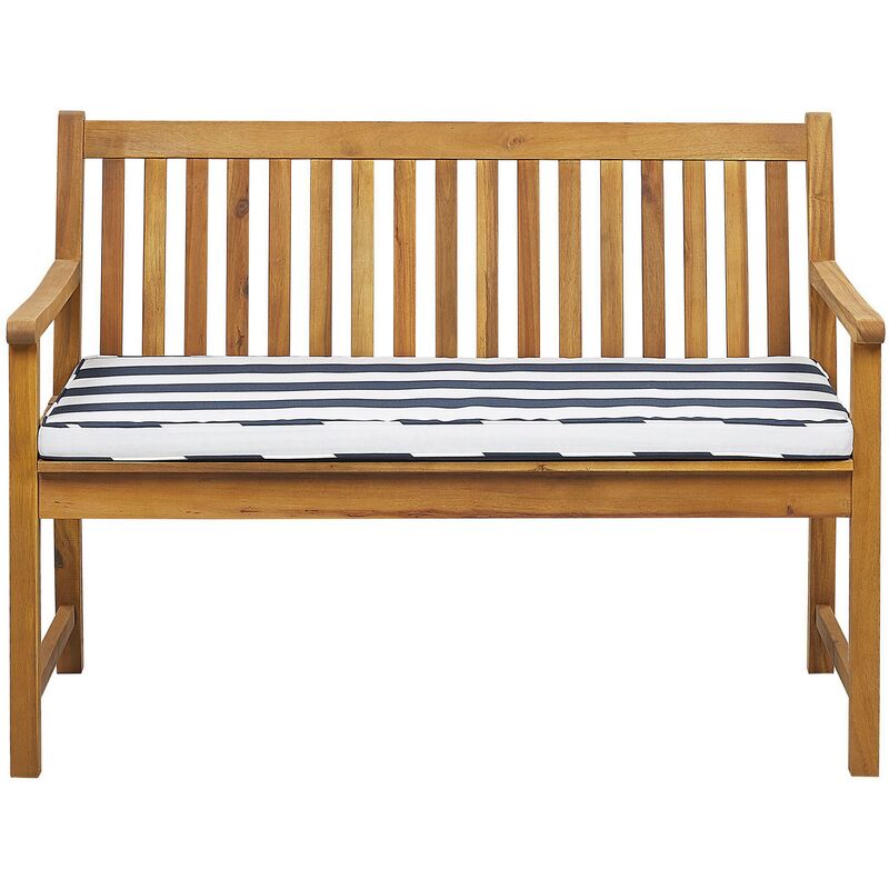 

Banco de jardín de madera con cojín azul marino/blanco 120 cm VIVARA