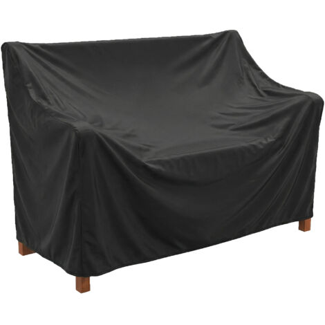 Banco de jardín de madera de 2 plazas, color marrón claro, con funda impermeable, respaldo ergonómico, 125x62x90 cm, banco para exteriores.