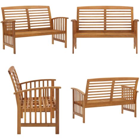 Banco de jardín de madera maciza de acacia 119 cm - Banco de exterior - Banco de madera
