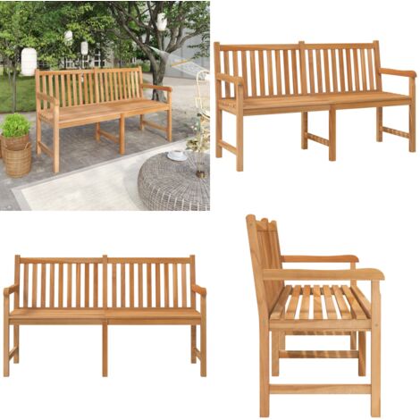 Banco de jardín de madera maciza de teca 150 cm - Banco de exterior - Madera de teca