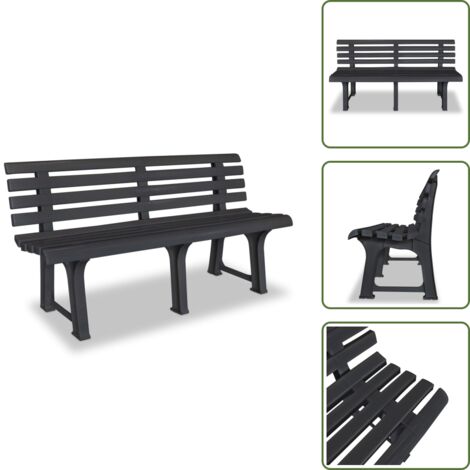 Banco de jardín exterior - vidaXL Banco de jardín plástico gris antracita 145,5 cm - Banco de jardín resistente