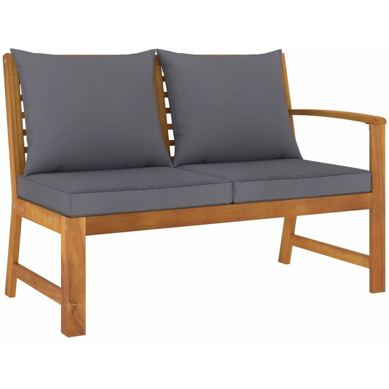 

Banco de jardin madera de acacia y cojines gris oscuro 114,5 cm
