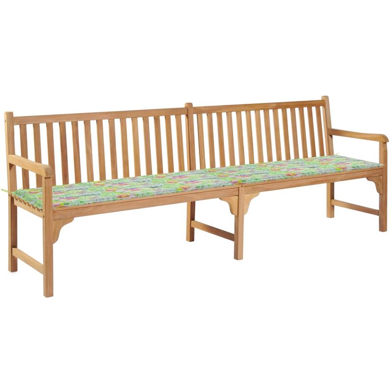 

Banco de jardín madera de teca cojín estampado de hojas 240 cm