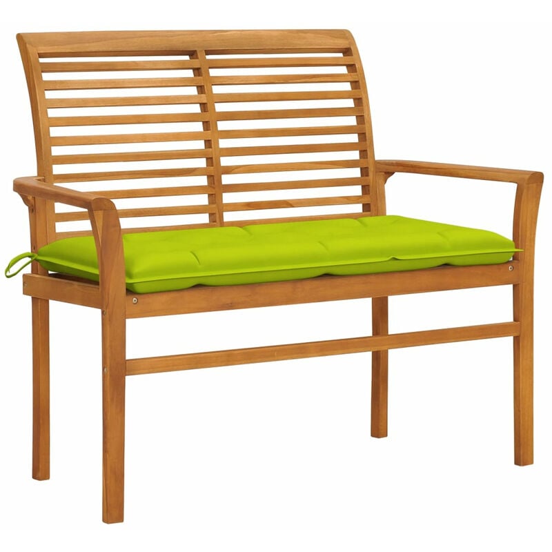 

Banco de jardin madera de teca con cojin verde brillante 112 cm