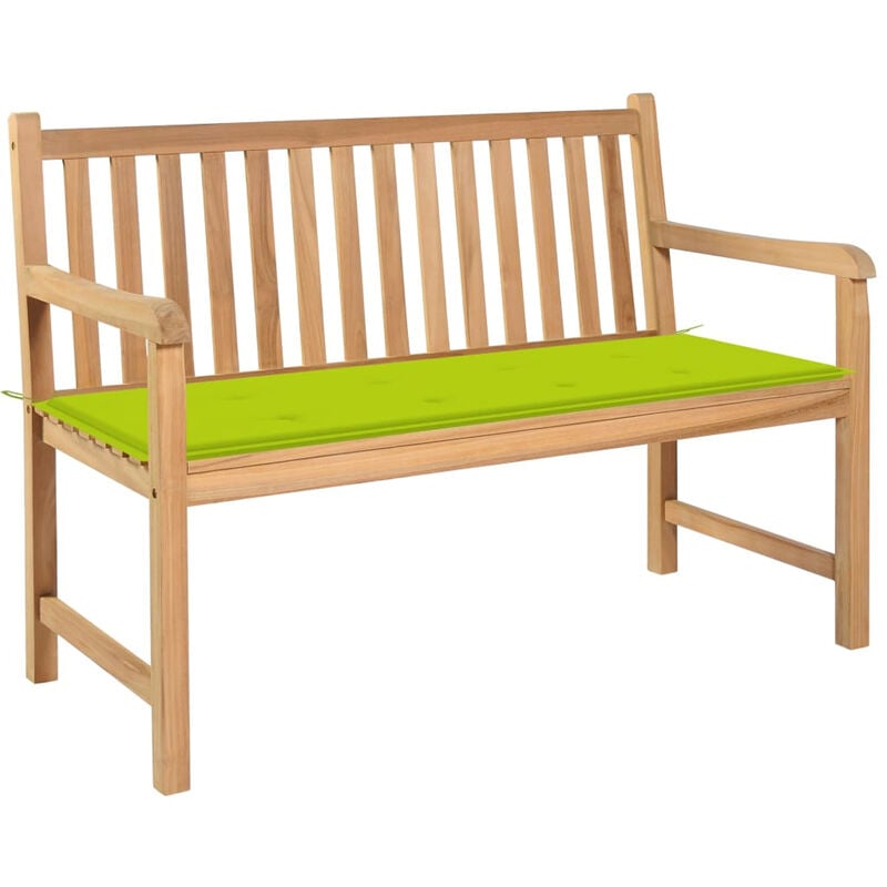 

Banco de jardin madera de teca con cojin verde brillante 120 cm
