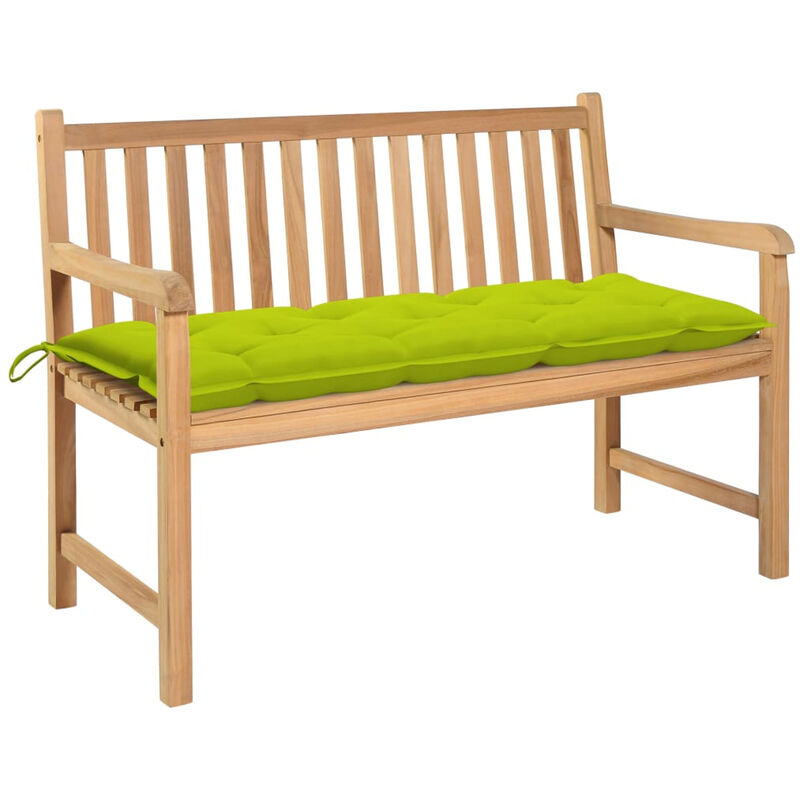 

Banco de jardin madera de teca con cojin verde brillante 120 cm