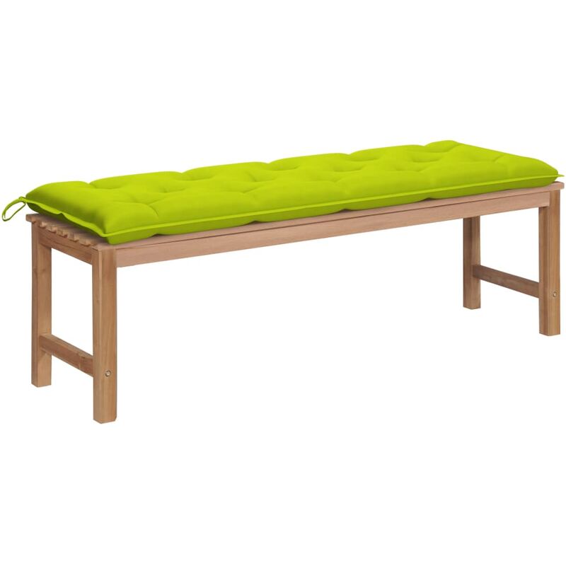 

Banco de jardín madera de teca con cojín verde brillante 150 cm