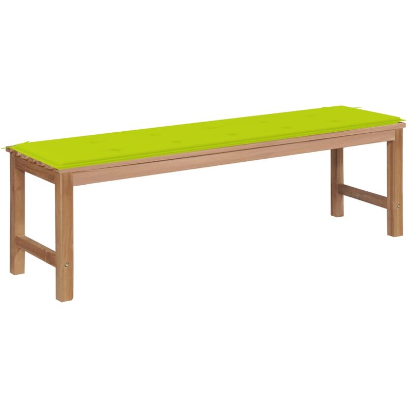 

Banco de jardín madera de teca con cojín verde brillante 150 cm